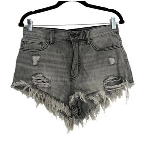 BDG Denim Shorts Women 28 Grey Excellent High Rise Distressed Cheeky Cutoff